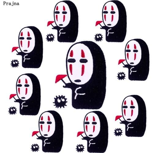Prajna 10 PCS Spirited Away Patches On Clothes Iron On Embroidered Patches For Clothing No Face Man Patch Applique Badges