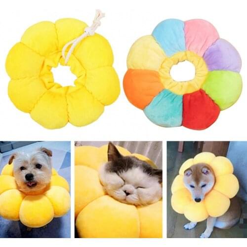 Adjustable Sunflower Shape Pet Cat Dog Circle Collar Neck Cone Protection Supply mascotas cat accessories gatos accesorios
