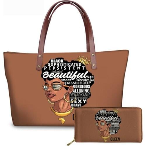 Luxury Handbag&Wallet Set Black Art Girl Printing Shoulder Bags For Women 2020 Casual Womens Bag Ladies Handbags Bolsa Feminina