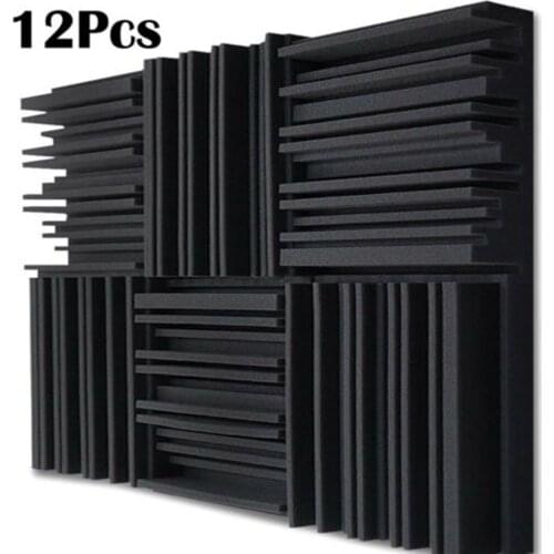 12Pcs Studio Acoustic Foam Panels Soundproof Sponge Diffusers Drum Room Absorption Treatment Wall Sound Foam Pad With Tapes