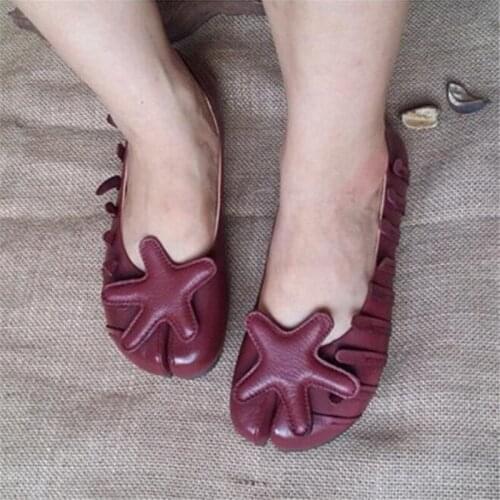 Women flats 2020 Summer women slipony genuine leather shoes Slip On Flat shoes Round Toe Classics fashion soft Retro women shoes