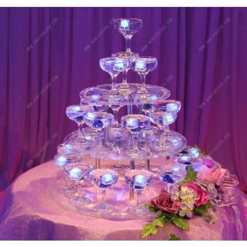 Party wine tower, three tiers wedding round champagne tower, festive party supplies, banquet decoration