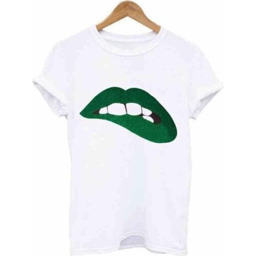 2021New Fashion Women T-shirt Sexy Lips Printed Tshirt Female Summer Casual Short Sleeve Funny T Shirts Femme Harajuku Tee Tops