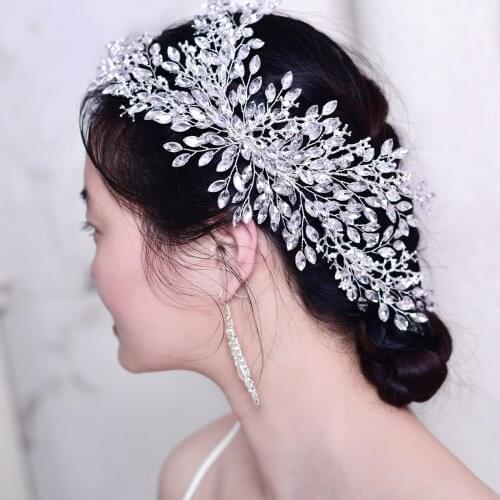ZMHP365 Handmade Luxurious Rhinestone Bride Hair Clips Wedding Bachelorette Party Woman Headwear Earring Set Girl Accessories
