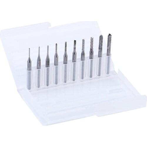 10 Pieces Set Tungsten Carbide Extended PCB Corn Cutter CNC Engraving Wood Router Corn Milling Cutter PCB Drill