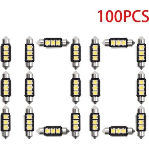 100x Car LED Festoon Lights 36/39/41mm C5W C10W CANBUS No Error Auto LED Signal Lights 12V Diode For Cars Internal Door Bulbs