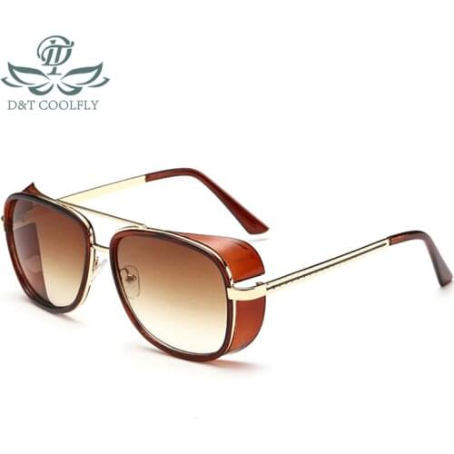 D&T 2020 Punk Classic Retro Style Sunglasses Men Fashion Sunglasses Brand Designer Vintage Color Lens Metal Frame Male Sunglass