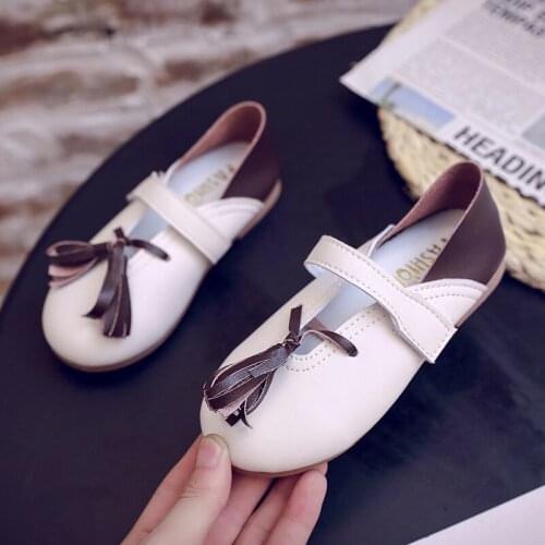 2020 Children Leather Shoes Autumn Girls Fashion Fringe Soft Bottom Wear-resistant Princess Shoes Girl Big Kids Casual Sneaker