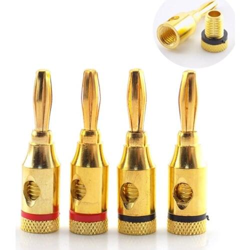 4mm Banana Plug red black Gold-Plated Connector Copper Musical Audio Speaker Cable Wire Pin Connectors Banana Plugs Accessories