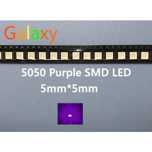 500PCS 5050 LED SMD Purple UV Chip Surface Mount 20mA Ultra Bright Light-Emitting Diode LED SMT Bead Lamp Light DIY Practice