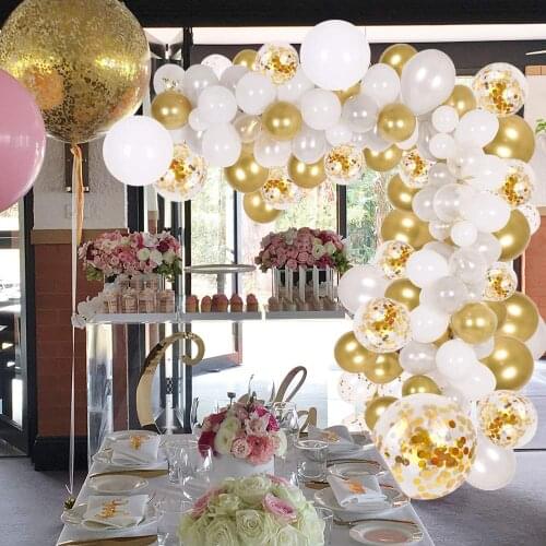 White Balloon Arch Kit White Gold Latex 5/10/12/18 Inch Garland Balloons Baby Shower Supplies Backdrop Wedding Party Decor