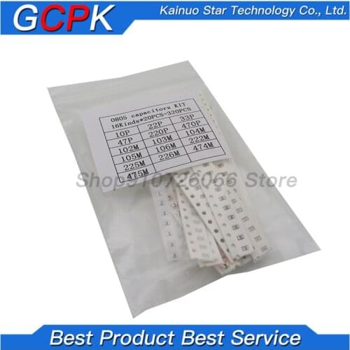 Free shipping 0805 SMD Capacitor assorted kit ,16values*20pcs=320pcs 10PF-22UF Samples kit