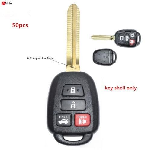 Keyecu 50pcs For Toyota CAMRY 2012 2013 2014 2015 Corolla 2014 2015 4 Buttons Remote Car Key Shell Case Fob H Stamp on Blade