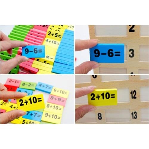 1 Set Authentic Standard Wooden Math Arithmetic Children Domino Game Fun Toys Gift Y4UD
