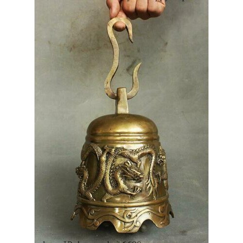 China Dynasty Palace Bronze Copper Auspicious Dragon Beast Totems Exorcism Bell