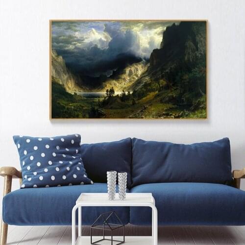 Classic Landscape Painting Albert Bierstadt Vintage Painting Poster Canvas Print Retro Wall Art Home Decoration Replica