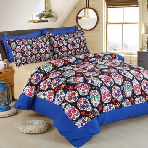 3D Skull Deaths-head Bedding Set Bedclothes Duvet Cover Set Bed Sheet with Pillowcase Happy Halloween Gift Comforter Cover Set