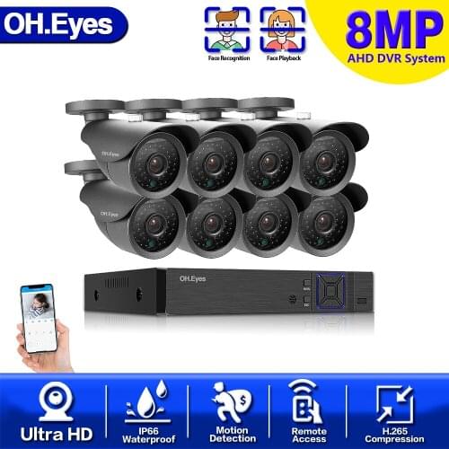 OH.eyes Video Surveillance Kit 4K HD DVR CCTV System For Home Security 8.0MP 4/8Pcs AHD Camera Video Surveillance Set with 2TB