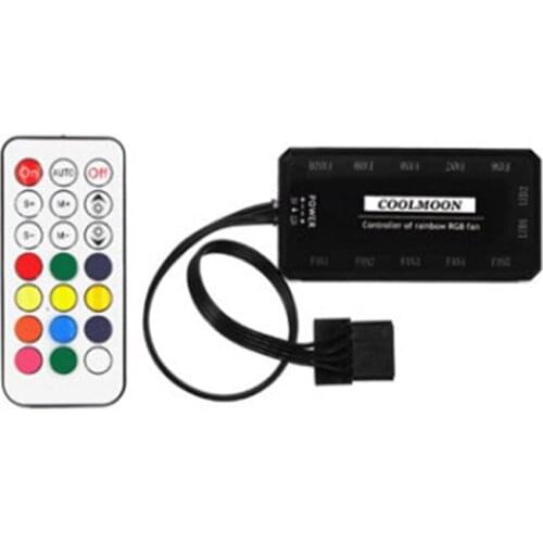 Newest RGB Aurora Cooling Fan 6pin Controller RGB LED Ring For Computer Water Cooler Color Adjustable Radiator Fan Connectors