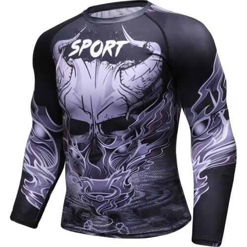 2021 hot sale MMA jogging T-Shirt Rashguard Men Long Sleeve T Shirts Bodybuilding MMA Clothing Sport 3D Print T Shirt Tops