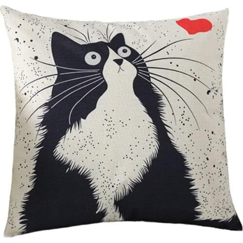 Cute Printed Cartoon Cat Hugging Pillow Cover Living Room Sofa Pillow Home Cushion Cover
