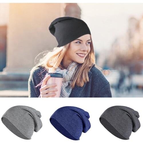 Soft Solid Color Women Cap Beanies Winter Warm Cotton Casual Running Hip Hop Skull Caps Men Outdoor Bonnet