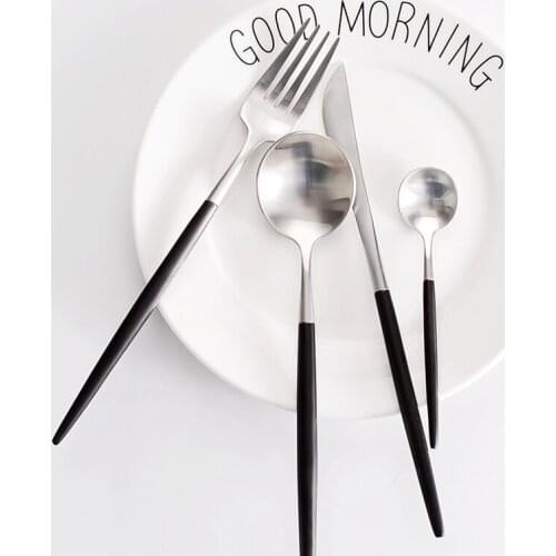 18/10 Stainless Steel Table Knives Forks Cutlery Set 4pcs High Grade Eco-friendly Metal Western Royal Dinnerware Food Tableware