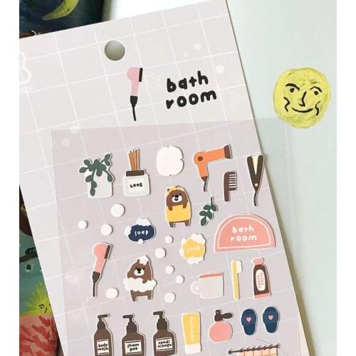 Korea Origin Stionery Diary Stickers Cute Bath Room Scrapbooking Accessories Collage Material Junk Journal Phone Deco Sticker
