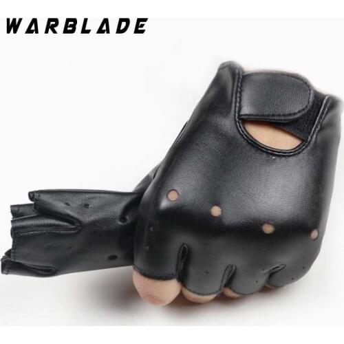 High Qualtiy Leather Gloves for Kids Boy Girls Fingerless Gloves Chilidren Half Finger Mittens Breathable Black Gants enfants