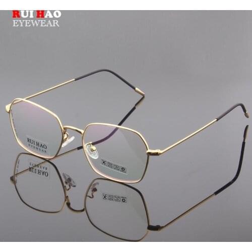 Rui Hao Eyewear Brand Unisex Eyeglasses Frame Retro Polygon Glasses Frame Super Light Full Spectacles Men Women