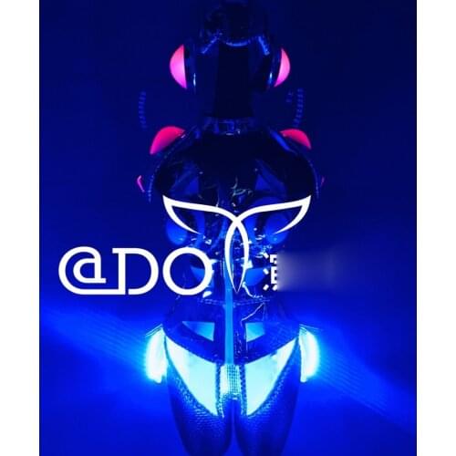 Technology sense luminous armor party girl stage show dance wear Bar nightclub GOGO LED performance costume