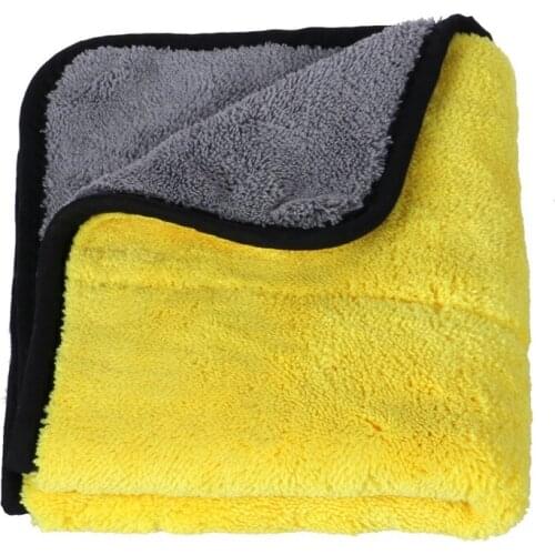 Ultra Soft Coral velvet Car Cleaning Cloth Buffing Wax Polish Towels Fast Drying Multi-purpose 45x38cm yellow+gray