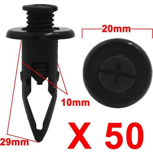 X Autohaux 50Pcs Plastic Rivets Screw Body Door Trim Hood Clips Black 10Mm