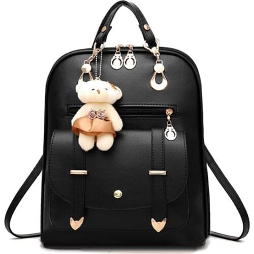 Women PU Leather Shoulder Bag for Teenage Girls Preppy Style Fashion Small Bagpack Female Ladies School Backpack