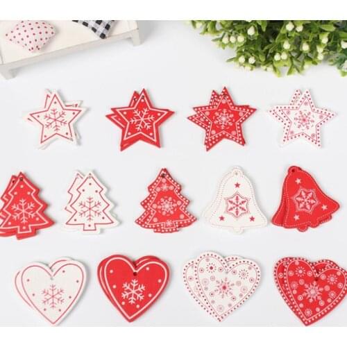 10pcs/lots Christmas Party Xmas Tree Ornaments Wooden Hanging Pendants For DIY Party Gifts Interior Decorations Home Accessories