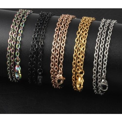 2.5mm 18-32 inches Silver/gold/rose gold/black O-Shaped 316L Stainless Steel Chains Necklace Jewelry for Pendant