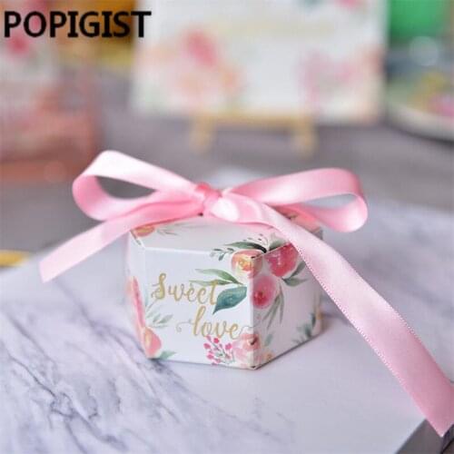 30pcs Hot Sale Creative Pink Floral Flower Printed Gift Box Wedding Favors Candy Boxes Party Favors package Giveaways Box