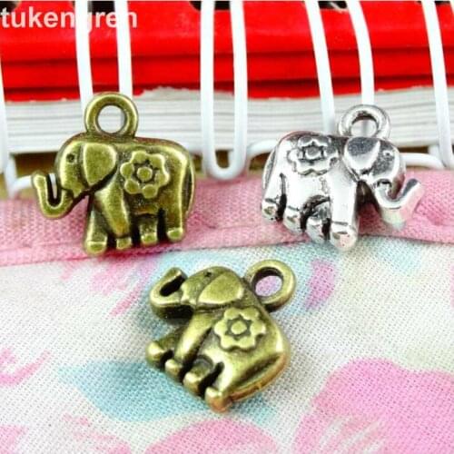 50pcs Elephant Charms DIY Jewelry Making Pendant Fit Bracelets Necklaces Handmade Crafts Antique Silver Plated Bronze Charm