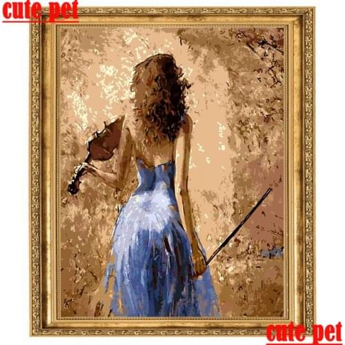 DIY Diamond Painting Violin girl rhinestone Kit swan 5D Diamond Art Full Drill Mosaic Embroidery Cross Stitch Decorations puzzle
