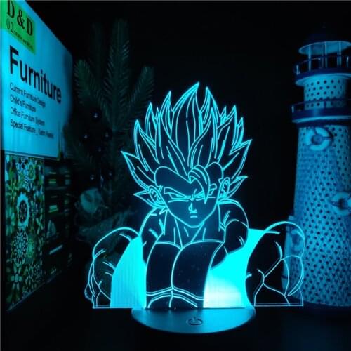 Dragon Ball Super Gogeta Bust ANIME LAMP 3D Led Nightlights 7 Color Changing lampara For Home Decoration