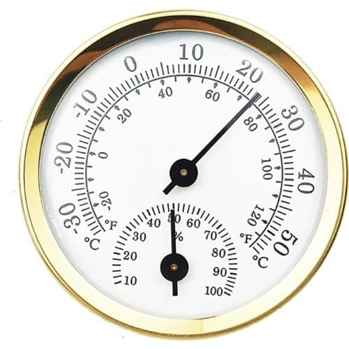 Household Mini 57mm Aluminum Alloy Metal Thermometer Hygrometer Wall Mounted Temperature Humidity Meter for Sauna Room
