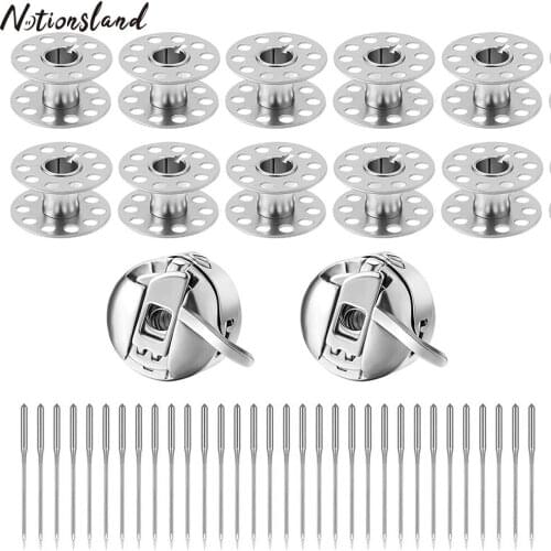 Sewing Machine Bobbin Case &10pcs Spools Bobbins with 50pcs Sewing Machine Needles for Needlework Machine Craft Tool Kit