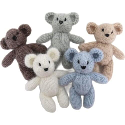 Newborn Mohair Teddy Bear Toy Photography Prop Baby Handmade Knit Doll Newborn Stuffer Animal Prop