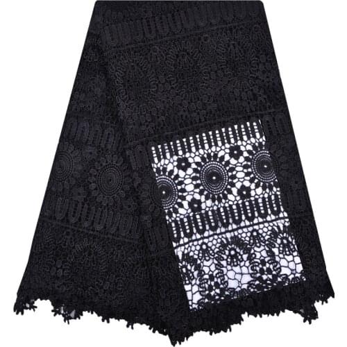 Latest Design African Cord Lace Fabrics High Quality 2018 French Mesh Lace With Stones Black Lace Fabric For Party Dress 1196