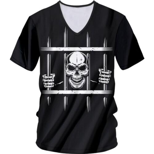 IFPD EU/US Size New Summer Men Clothes Prison Skull Printed 3D V-neck T-shirt Plus Size Casual Funny Tshirt Streetwear Wholesale