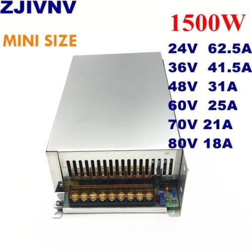 Mini size 1500W Switching Power Supply AC-DC smps output 24V 36V 48V 50V 60V 70V 80V dc power supply input 110/220vac