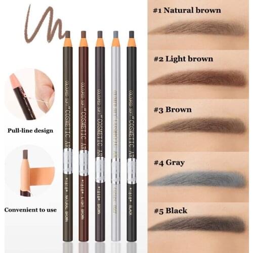 5Colors Eyebrow Pencil Korean Eye Makeup Cosmetics for Women Waterproof Pen Pull-line No Sharpening Easy to Wear Easy to Remove