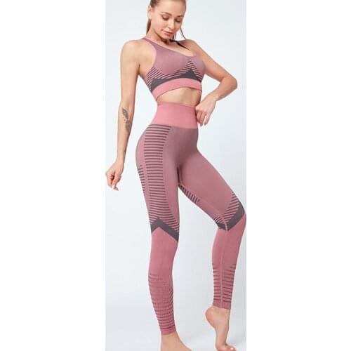 2020 New Hot Women Seamless Sportswear High Waist Yoga Set Fitness Clothing Gym Running Workout Sports Bra+Leggings 2Pieces Suit