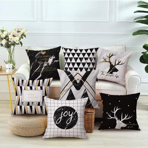 Brief Marble Geometric Sofa Decorative Cushion Cover Pillow Pillowcase Ramie Cotton 45*45 Throw Pillow Home Decor Pillowcover