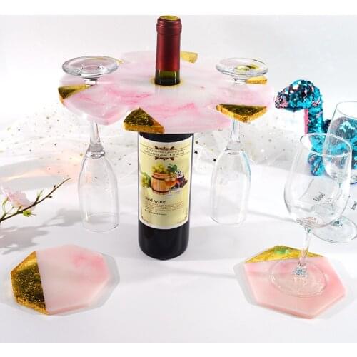 Round Wine Rack Mold Wine Glass Holder DIY Crystal UV Resin Cup Pad Mold Silicone Mold For Resin Wine Shelf Tray Mould Decorativ